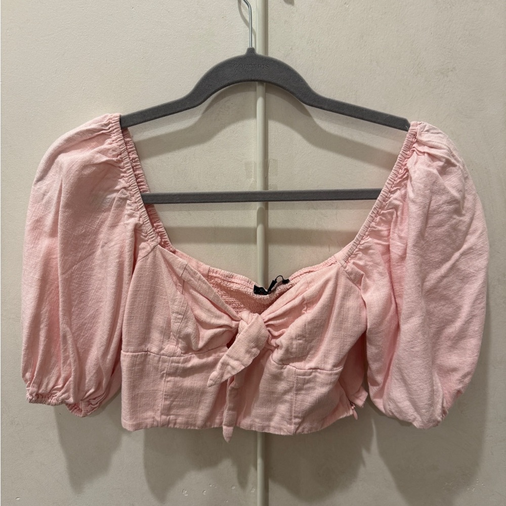 Cotton Candy Light Pink Puff Sleeve Blouse